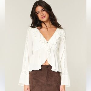 NWOT- Easy long-sleeve ruffle babydoll top